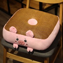 Ins futon 쿠션 여름 홈 침실 등나무 다다미 양면 이중 목적 의자 쿠션 쿠션, 40*40*13, 핑크 돼지