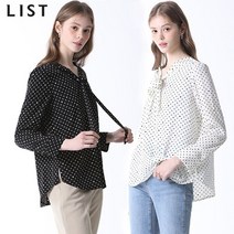 [리스트(LIST)] 브이넥 도트 블라우스 (택가격:128000원)