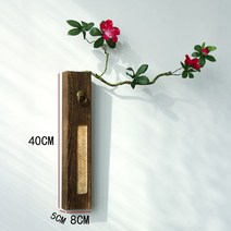 벽꽃병 빈티지 원목 엔틱 꽃꽂이 펜던트 다도 차꽂이 다원 찻집, 6. 꽃꽂이 + 붉은 진달래