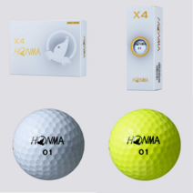 혼마 X4 4피스 우레탄 골프공 홀인원 단체 기념볼 기념품 로고 인쇄 모임 선물 세트, 옐로우 12구