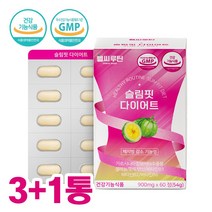 다이어트 보조제 HCA 가르시니아 추출물 다이어트 영양제 추천 가르시니아 효능 체지방감소 탄수화물 지방합성 억제 도움 정제 알약 복합기능성 건강식품 식약청 인증, 3+1