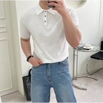 5Color 남자 여름 니트 반팔 단추 카라티