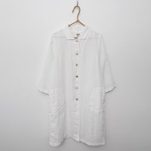 옷자락 여자 바둑체크 린넨 100 롱 자켓 셔츠