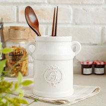 화이트 엔틱 LA 도자기 수저통 프로방스 주방 인테리어 소품 디자인 아이디어 상품