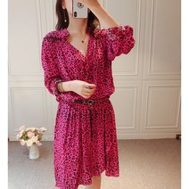 쟈딕앤볼테르 핫핑크 레오파드 랩스커트 원피스