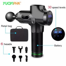 마사지 건 deep tissue percussion 근육 마사지 통증 완화 30 속도 lcd 터치 디스플레이 fascia gun electric body massager, 협력사, new-s3-black-6, 우리 플러그