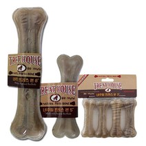 트릿하우스 강아지껌 프레스본-내츄럴 소가죽 껌, 네츄럴, 8인치, 1p