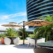 대형 상업용 듀얼 파라솔 더블 이중 양면 양쪽 쌍둥이, 쌍두 파라솔 3m 원형 [물 모래 탱크]