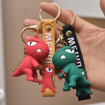 다다호호 말랑공룡 스트랩 키홀더 키링, 레드+그린, 2개