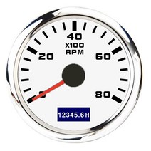 타코메타 타코미터52MM 자동차 RPM 타코미터 3000-8000 타코 미터 LCD 시간 적합 요트 오토바이 보트, 09 White 8K RPM