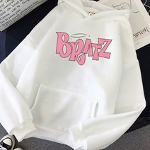 후리스 양털 플리스 뽀글이 니트 핑크 보라 가디건 목폴라 빅 사이즈 로카 단톤 집업 롱 Bratz-레터링 프린트 후드 스웨트셔츠 남녀 공용 유니섹스 캐주얼 패션 긴팔 가을 겨울 상