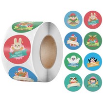 라벨기 귀여운 프린팅 라벨 미니 100-500pcs 6 디자인 1 Inch 크리스마스 테마 인감 레이블 스티커 DIY 선물 베이킹 패키지 봉투 편지지 장식, 11 QY703-300pcs