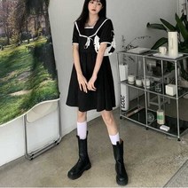 여성 마린룩 반팔 빅 사이즈 원피스 4XL까지