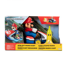 슈퍼마리오 스핀 아웃 마리오 카트 태엽작동 미니카 자동차 바나나 피규어 세트
