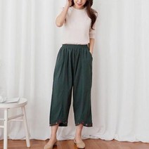 여자 항아리 밴딩 플라워 자수 루즈핏 통바지 편한 데일리 팬츠