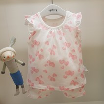 아가방 23 여름 베이비페어! 시원 바람쑝쑝 펀칭면 이뻐 프리트 민소매 상하세트 러블리 하트 나시 상하복 놀이복으로 편한 실내복으로 좋네! 블루머 호박 반바지 찐귀여워