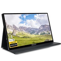 WIMAXIT 14인치 휴대용 터치스크린 모니터 98% sRGB 및 2개의 USB-C 포트가 있는 1920 × 1080 Full HD IPS 컴퓨터 디스플레이 VESA 노트북 PC용 스마트 커버가 포함된 Mini HDMI 이중 스피커 -15156