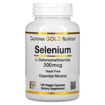California Gold Nutrition 셀레늄 효모 무함유 200mcg 베지 캡슐 180정