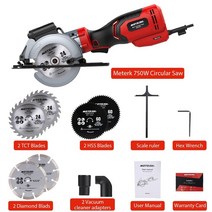 각도절단기 밴드쏘 슬라이딩절단기 미니 원형 톱 750w 5.8a 3500rpm 레이저 전기 톱이 있는 소형 원형 톱 6톱 블레이드 meterk 전동 공구 절단용