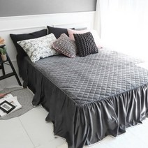 바자르 리프 레이스 극세사 누빔 침대스커트 매트리스커버