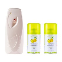 묻따 화장실 타이머 방향제 자동 분사기 실내용 업소용, 모과, 분사기(광센서)+향캔2개