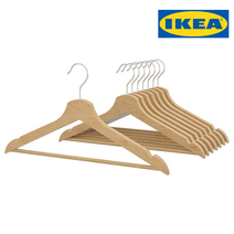 [이케아] 원목 나무 옷걸이 8개 - 부메랑 / 검정 하양 내추럴 / Black White Natural / Clothes Hanger - Bumerang, [내추럴 Natural]