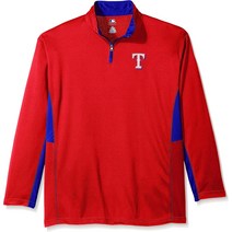 MLB Texas Rangers 남성 Long Sleeved Quarter Zip Poly Jersey with 로고 자수 6x 레드