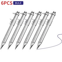 측량기 측량도구 다기능 캘리퍼스 펜 버니어 롤러 볼포인트 블루 블랙 학생 문구 측정 도구, 06 6PCS Blue