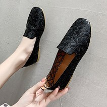 여성 플랫슈즈 플렛 단화 Women Flts Slip on Lofers Fold for Squre Toe Sing Shoes Hollow Out Fshion Pr