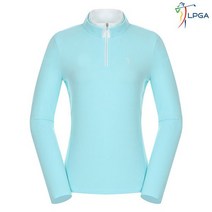 LPGA 여성 변형 이중에리 하이넥 반집업 티셔츠 L194TL517P