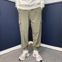 베럴댄나우 남성용 스판 로고 와펜 나일론 카고조거팬츠