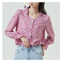 [미쏘]문양 프릴 블라우스