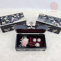 [라온제나 웨딩]칠기 직굴림 보석함 자개함 나전칠기 보석함 혼주함 예단함 자개함 예단박스 웨딩 외국인선물 바이어선물, 1번. 칠기 직굴림 보석함 / 화조(흑)