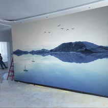 뮤럴벽지 맟춤제작 클래식 3D 티비 기함 현대 중국식 응접실이 있다 산수 풍경 통큰 헝겊 1721199835, 영국 수입 가죽 무늬 패치워크