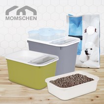 맘스첸 대용량 강아지 사료보관통 사료통+간식통 4p, 그린, 3kg