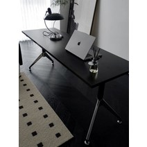 모던 미드센츄리 유럽풍 임스테이블 홈 데스크 테이블, 블랙 2.5CM 두께 패널100x70x75cm