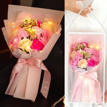 아르띠콜로 러블리 송송 장미 LED 꽃다발, 핑크