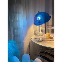 투명 머쉬룸램프 버섯 미드센추리 모던 인테리어 조명, 전원 스위치 버튼, E.워터 블루