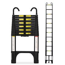 SocTone 신축 사다리 알루미늄 최장 3.8m 사다리 내하중 150kg 안전 락 첨부 경량 운반하기 쉬운 고소 작업 실내 옥외 지붕 청소 대청소 눈 내림 원예 작업 피난용 사다리 창고 전구