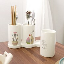[자프라] 도자기 3단 수저통, 1세트, 플랑트 도자기 3단 수저통