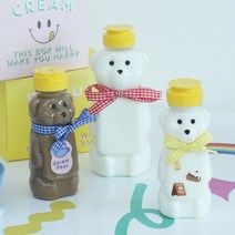 베어 보틀 병 곰돌이 물병 2size 소스통 양념통 물통 페트병 꿀병 투명 병, 스티커 대형 2매