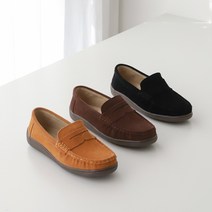 230-260 천연가죽 스웨이드 퍼로퍼 여성 털단화 3cm