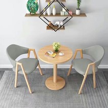 남쪽나무 2인 티 테이블 세트 2인용 식탁 미니 원형 원룸, 티테이블(60cm)+의자*2, 06:회색(가죽)