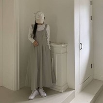 핀탁 나시 플레어 A라인 나일론 롱 원피스