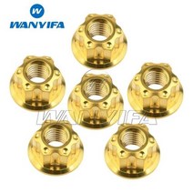Wanyifa 티타늄 너트 M6M8M10M12M14M16 Torx 플랜지 육각 너트 오토바이 리어 액슬 6pcs, M12 1.25Pitch+금