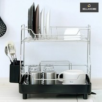 [벨라홈] 오토 드레인 식기건조대 2단CN8707, 블랙
