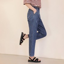 플레이팝 여성용 2컬러 국내 자체제작 올밴딩 비죠 배기 데님팬츠