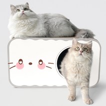miaowang 고양이 스크래쳐 숨숨집 하우스형 화이트, L사이즈