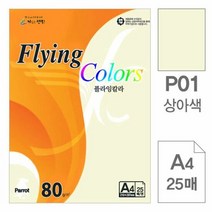 플라잉칼라 P01 상아색 A4 80g 복사용지 25매입 10개, 단품