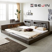올리버 오픈 패밀리침대+독립매트리스SS+SS, 모카그레이